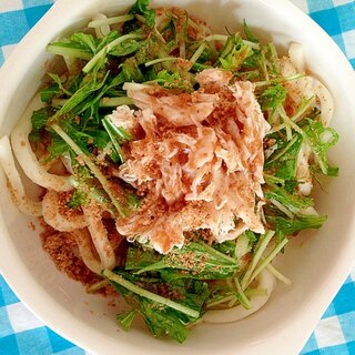 ささみと水菜のサラダうどん♡